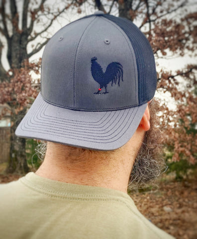 BR-Black on Gray Hat - Banded Rooster