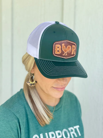 BR Hat - Forest Green - Banded Rooster